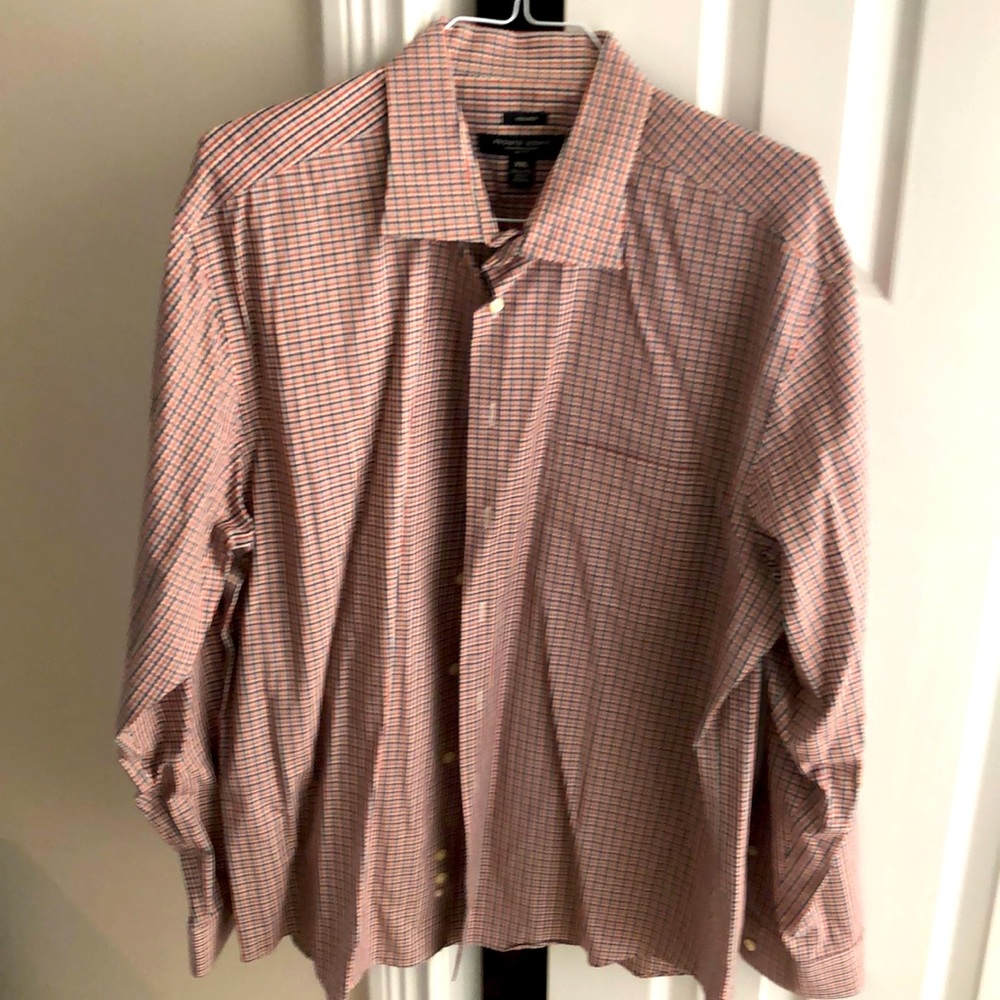 Pronto Uomo Men’s button down, XXL.  Red and black plaid.